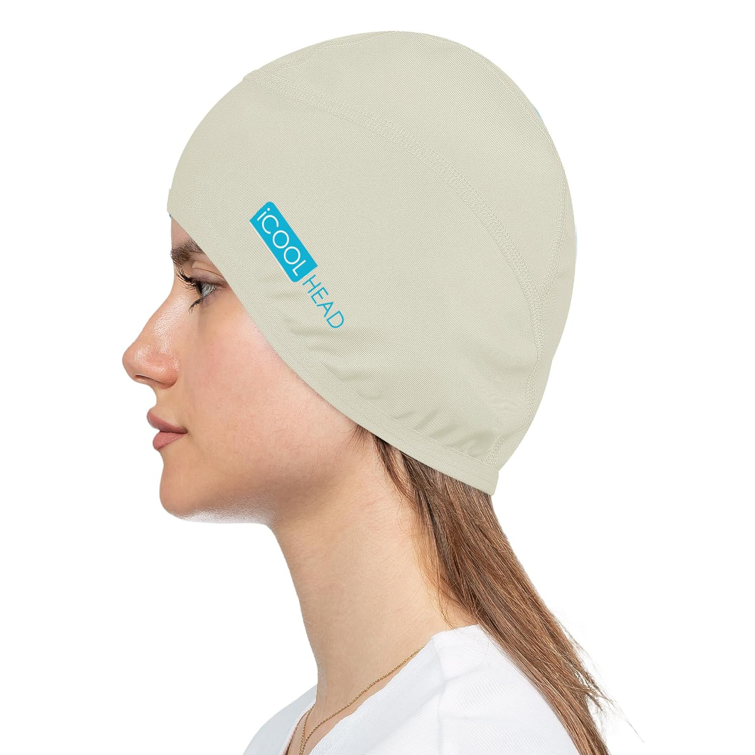 iCool Head Havuz Bonesi, Yüzücü Bone, Deniz Bonesi, Bisikletçi Beresi, Kask Beresi, Yürüyüş Başlığı (Ekru)